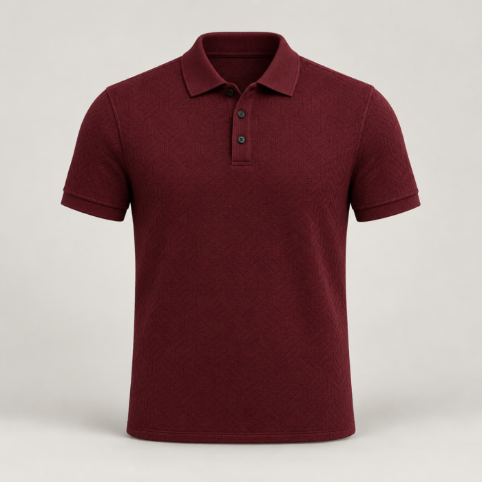 Burgundy Jacquard Knit Polo