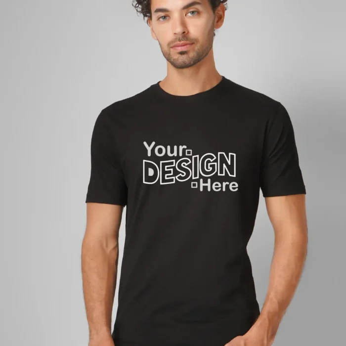 Black Cotton Round Neck T-Shirt